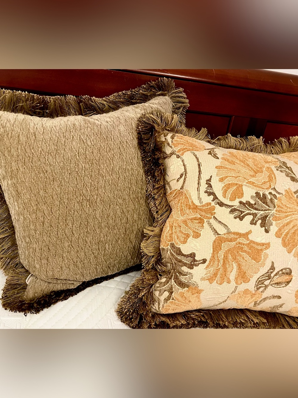 Arhaus Reversible Tapestry & Chenille Fringe Throw Pillows w/ Down Inserts - Set - Picture 2 of 16